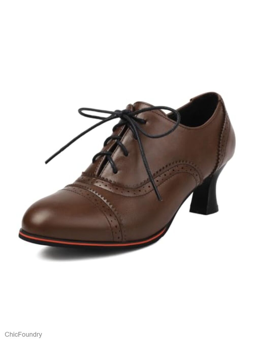 Victorian Kitten Heels Oxford Pumps Lace Up Brogues for Women Cosplay Dress
